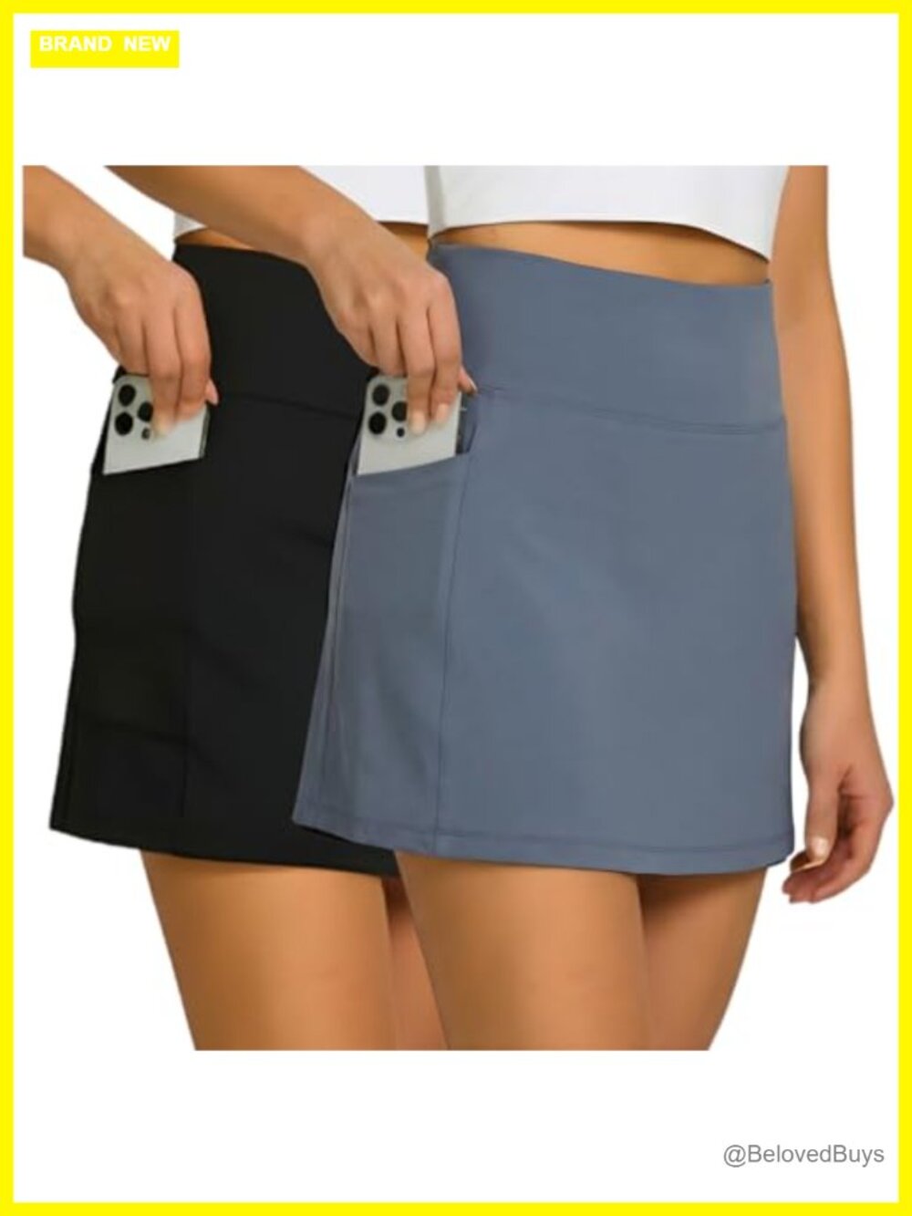 Women's Golf Skirt 2 Pack with Built-in Shorts & Pockets